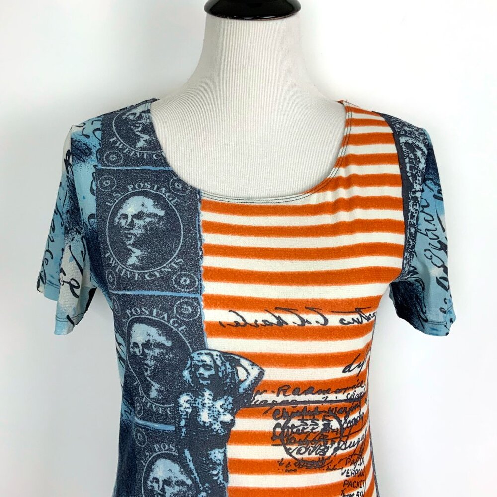 Vintage Y2K Graphic Short Sleeve Mesh Top Sz M - Picture 3 of 16